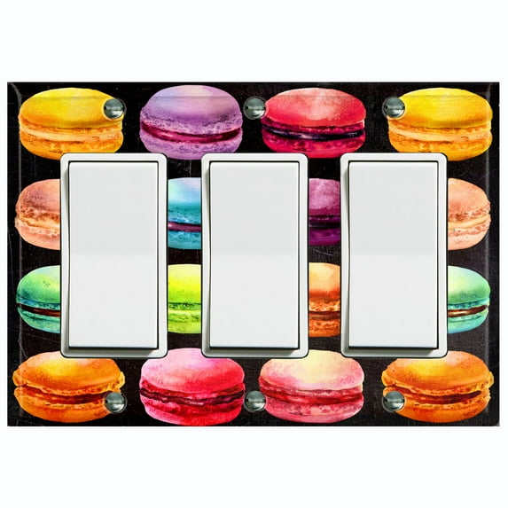 Metal Light Switch Plate Cover Colorful Macarons French Desserts CAK018