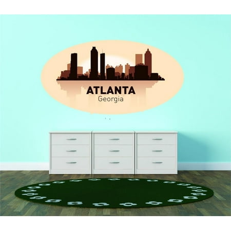 Custom City Wall Map - Custom Wall Decal Atlanta Georgia United States Major City Geographical Map Landmark - Vinyl Wall - 12x20