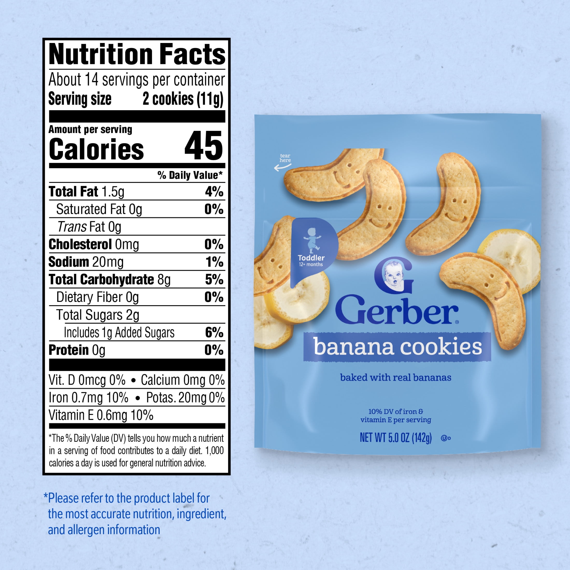 (6 pack) Gerber Toddler Snacks, Banana Cookies, Toddler Cookies, Finger Foods, Snacks for Toddlers 5 oz