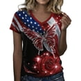 thumbnail image 6 of Iaqnaocc 250 Anniversary Usa Shirt for Women 4th Of July Short Sleeve Casual V-Neck Independence Day Glitter American Flag Butterfly Tees Retro 2026 Summer Fashion Tee Tops Red XL, 6 of 6