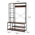 thumbnail image 3 of Entryway Hall Trees with Hooks, Storage Shelves and Shoes Bench, Freestanding Closet Organizer Clothes Rack with Coat Rack, Closet Garments Shelf for Hallway, Bedroom-Black Vingtage Walnut, 3 of 5
