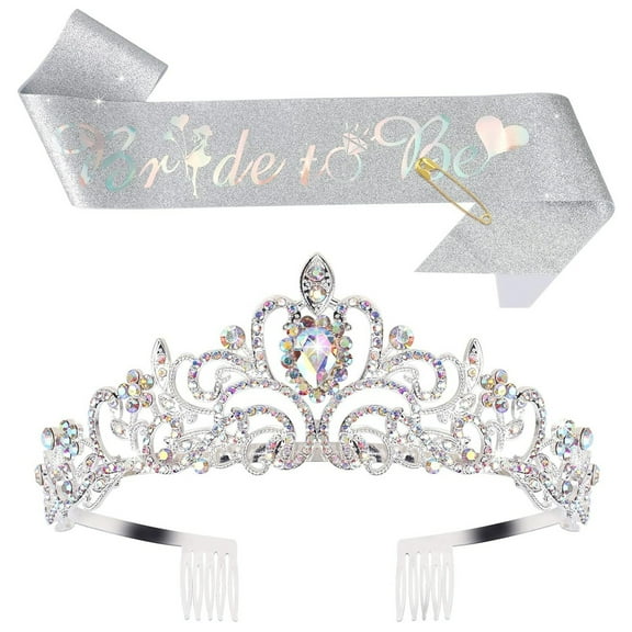 Set of 2 Bridal Crowns Wedding Party Decorations Bridal Shower Wedding Bridal Sashes Crowns Bridal Shower Gift