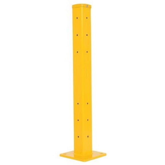 Vestil GR-F3R-BO-TP42-YL 42 in. Steel Rigid Tube Post for 3 Ribbed Bolt-On Style Guard Rails - Yellow