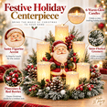 thumbnail image 4 of Santa Claus Christmas Lighted Centerpiece with Flameless Candle Glow, Christmas Decoration with Frosted Greenery, Red Berries & Pinecones, Perfect for Home Tabletop & Holiday Gift, 10.6" x 11.8", 4 of 7