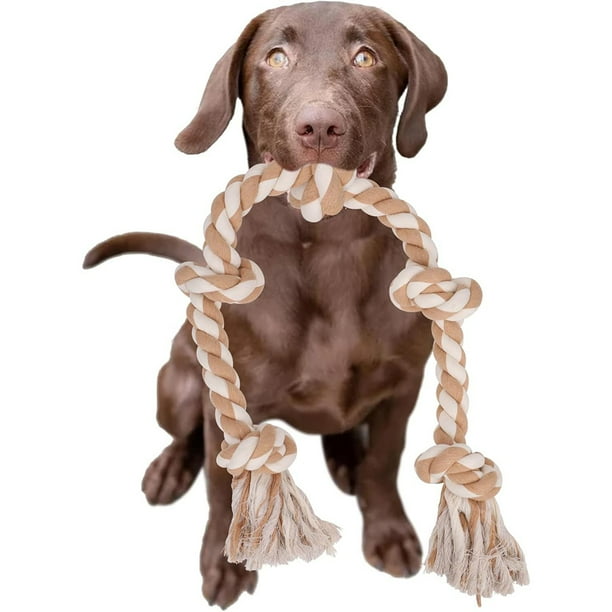 Juguete para Perros Cuerda Indestructible para Perros Grandes y Fuertes, Juguete de Cuerda para Perros, 90 cm 5 Nudos, Cuerda para Masticar Agresivamente, Cuerda Interactiva para Razas de Perros