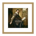 thumbnail image 1 of Fetti Portrait Man With Sheet Music Painting 8X8 Inch Square Wooden Framed Wall Art Print Picture with Mount, 1 of 4