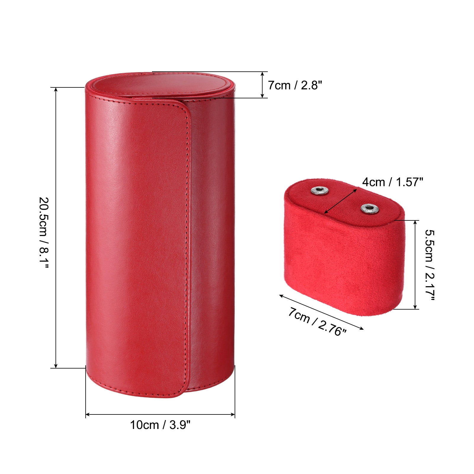 Unique Bargains Leather Watch Case Roll Storage Box Organizer 8.07"x 3.94"x2.76" Red