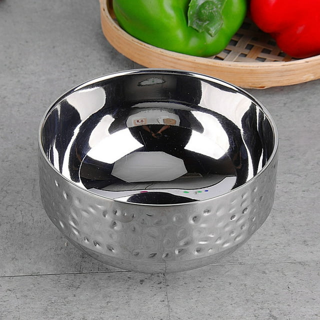 HINTRMENT Grand Bol à Ramen en Acier Inoxydable Récipient de Service Alimentaire Argent Lot de 1