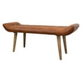 thumbnail image 5 of Creative Co-Op Wood and Goat Leather Bench, Brown, 5 of 6