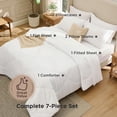 thumbnail image 4 of 7 Pieces Queen Comforter Set Premium Series, Hotel Luxury Soft Bed in a Bag, Goose Down Alternative, Safe for Sensitive Skin Bedding Comforter All Season Medium Warmth, White Wavy Quilted, 4 of 6