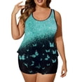 thumbnail image 2 of Pisexur Women's Plus Size Modest Tankini Swimsuit with Shorts Tummy Control Flowy Printed Two Piece Bathing Suit Adjustable Straps for Beach Pool Vacation Green,2XL, 2 of 6
