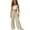 Beige, variant on Girls Linen Pants, High Waist Loose Summer Beach Pants with Drawstring Elastic Waist Palazzo Trousers (Khaki, 8-9 Years)