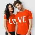 thumbnail image 6 of Orange Womens Fashion Tops, Short Sleeve Vintage Tees for Women, Valentine's Day Polyester Women'S Blouses, Men And Women With Valentine's Day Love Printed Couple T Shirt Top, 6 of 7