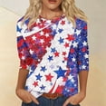 thumbnail image 2 of 250th Anniversary USA Shirt Women America 250 Shirt 3/4 Sleeve Patriotic Flag Print Tops 1776-2026 Tshirt Gifts 4th of July Tshirt, 2 of 5