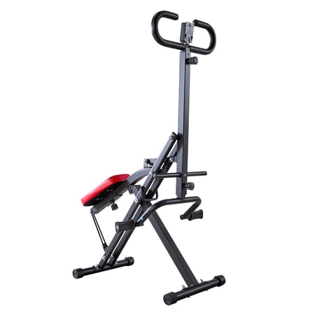 KFFKFF Foldable Squat and Rowing Machine for Home Workouts Easy-to-Set-Up Exercise Equipment with Resistance Bands Glute and Leg Training Machine Black