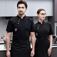 thumbnail image 4 of Hi,Fancy Veste de Chef à Manches Courtes Vêtements de Cuisine Simple Manteau de Chef pour Restaurant Noir TG, 4 of 9