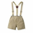 thumbnail image 4 of XMMSWDLA Breathable Toddler Outfits Baby Boys Gentleman Outfits Shorts Sets,Infant Shirt + Shorts + Bow Tie + Suspenders Khaki Playtime Durable Clothing, 4 of 9