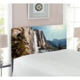 thumbnail image 2 of Yosemite Headboard, Yosemite Falls Mountain Sunshine Alpine Trees Dramatic Natural Wilderness Landscape, Upholstered Decorative Metal Bed Headboard with Memory Foam, Twin Size, Green, by Ambesonne, 2 of 4