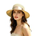 thumbnail image 4 of Gyujnb Wide Brim Sun Hat for Beach Hat with Flat Top Design Breathable Woven Summer Outdoor Sun Floppy Beach Hat for Travel, 4 of 4