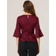 thumbnail image 4 of INSPIRE CHIC Blusa De Satén Para Mujer, Manga 3/4 De Campana, Estilo A?os 50, Elegante, Con Lazo En La Cintura, Camisa Peplum, Tops De Trabajo Borgo?a XS, 4 of 6