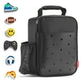 thumbnail image 5 of Fit + Fresh Charm Insulated Lunch Bag For Kids, Boys+Girls With Shoe Charm Slots, Black, 5 of 6