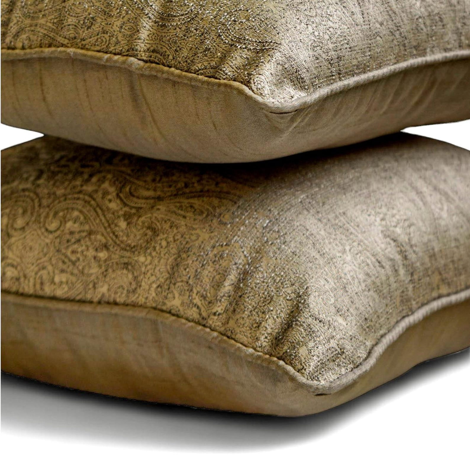 Antique Gold Decorative Throw Pillow Covers 16"x16" | Contemporary Jacquard Cushion Cover Damask | Regal Damask Pillowcases for Couch, Sofa Bedroom & Living Room, Modern Home Décor - Golden Cascade