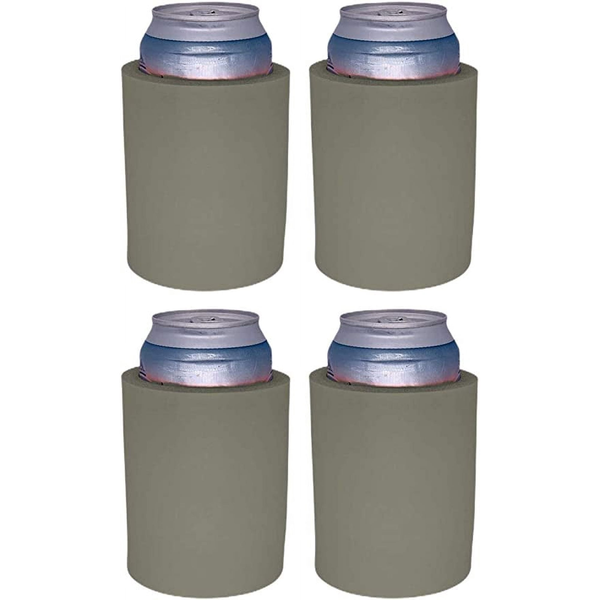 Blank Thick Foam Old School Can Cooler (4 Pack, Gray)