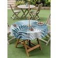 thumbnail image 3 of Outdoor Tablecloth with Umbrella Hole & Zipper, Blue Teal Palm Leaves Round Tablecloth 60 Inch, Summer Botanical Tropical Leaf Patio Table Cover Waterproof Table Cloth for Picnic/Party, 3 of 7