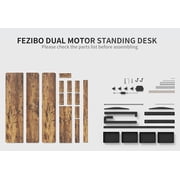 FEZIBO 48 x 24 Inch Height Adjustable Electric Standing Desk with 4 Drawers, Stand Up Table with Storage Shelf, Sit Stand Desk with Splice Board, Black Frame/Rustic Brown Top