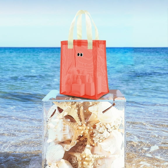 TUITOONM Mesh Beach Bag for Women Pool Sandproof Beach Toy Tote Bag Cloth Easy to Clean Reusable Multifunctional Transparent Beach Bag