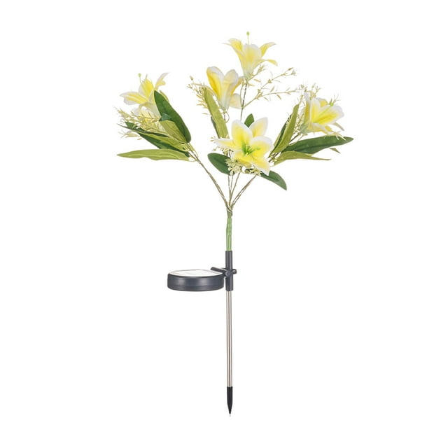 YIMWNYI Solar Simulation Flower Lights, 7-Flower Ground Plug-In LED Lights, Garden Decor Lights, Holiday Decoration Lights, Waterproof Solar Lights, Warm White LED Lawn Lights, Solar Stake Lights