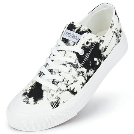 JENN ARDOR Women s Canvas Sneakers Low Top Lace-Up Classic Casual Shoes Fashion Flats