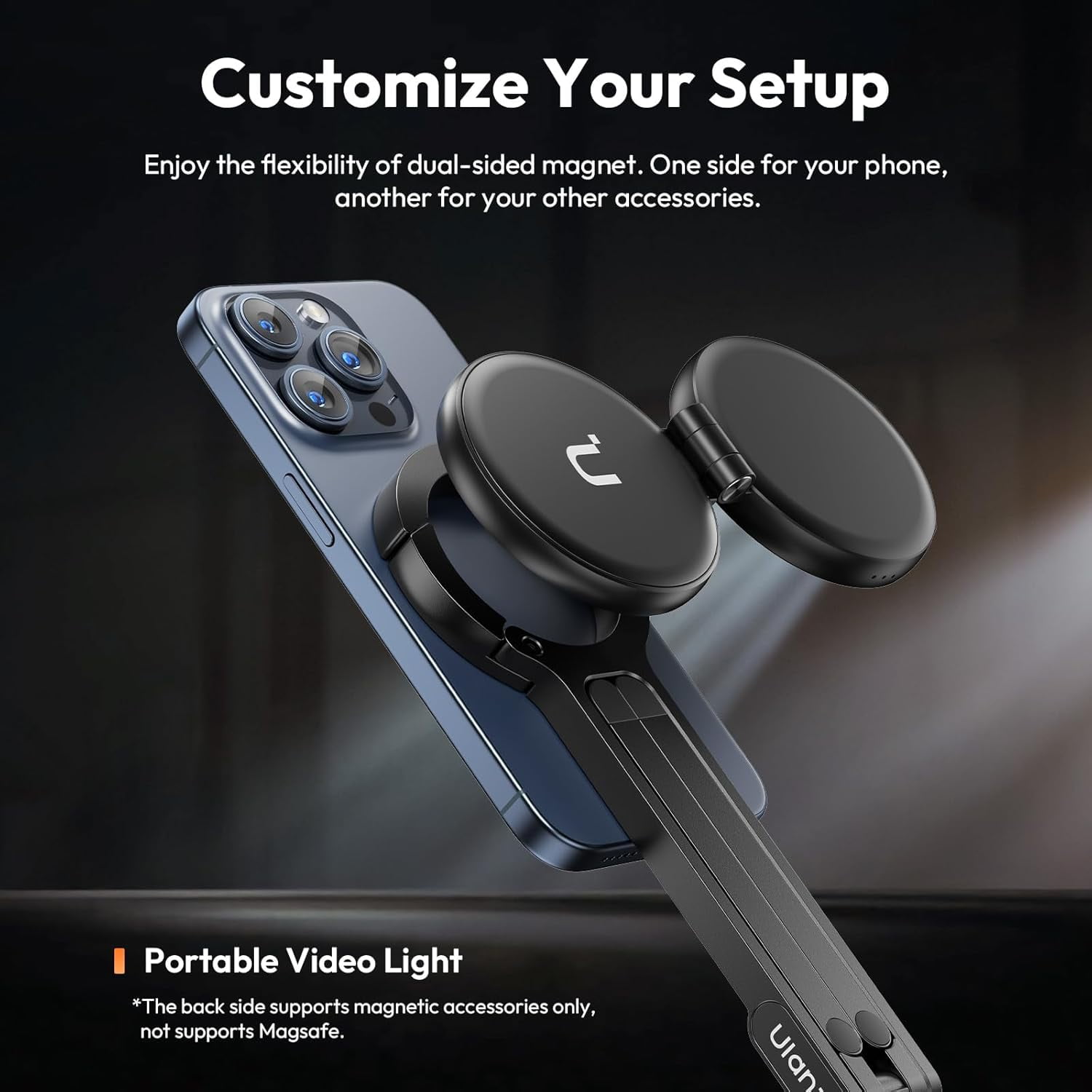 ULANZI 2-in-1 Magnetic Phone Tripod & Selfie Light Kit,MA30 Phone Stand with LM19 2500K-8500K LED Fill Light for Photo/Vlog/Video