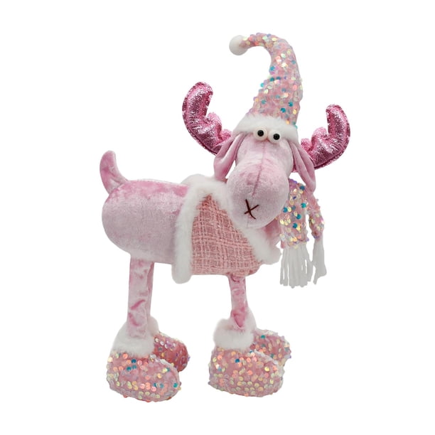 Muñeco de alce navideño, adorno navideño, peluche de alce, recuerdo de fiesta, muñeco de pie Ciervo de lentejuelas