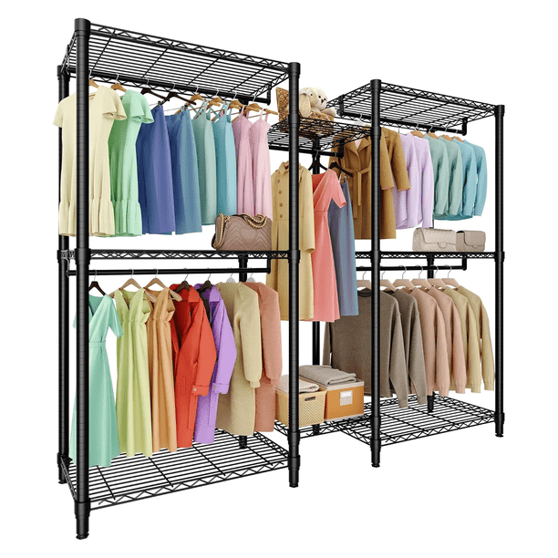 Yeshouse Perchero de metal resistente - Sistema organizador de armario independiente - Estantes ajustables y barras para colgar - Gran capacidad de almacenamiento para dormitorio y lavandería