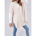 thumbnail image 4 of Women Elegant High-Neck Poncho Sweater Batwing Cable Knitted Slouchy Wrap Pullovers Sweater Cape Shawl Color S, 4 of 5