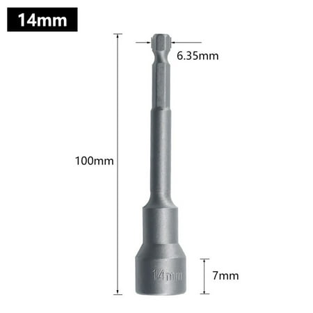 

100mm Long 6mm-19mm Hexagon Nut Driver Drill Bit Socket Wrench Extension Sleeve