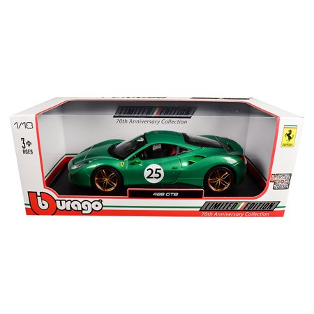 Ferrari 488 Gtb 70th Anniversary The Green Jewel 118 Diecast Model Car By Bburago