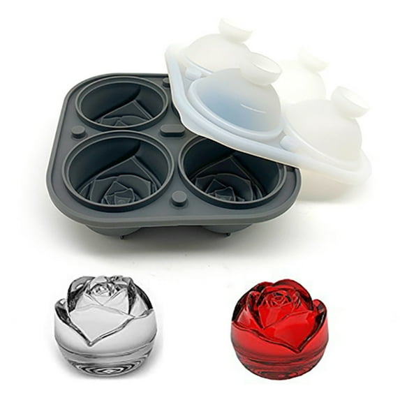 Silicone Rose Ice Cube Tray, Large Novel Ice Hockey Machine Mold with Lid for Easy Release, Rose-shaped Spherical Ice Mold for Whisky, Cocktails, Homemade Juices, Chilled Drinks