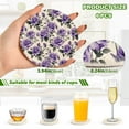 thumbnail image 3 of 6 Pcs Rose Flowers Purple Drink Coasters with Holder Absorbent Coaster Sets Cup Heat-Resistant Hot Pads Mats for Bar Table Protection, 3 of 7