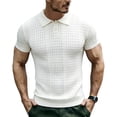 thumbnail image 4 of Men's Shirts, Casual Shirts for Men Collared Hollow Out Knit Shirts Summer Lightweight Breathable Slim Fit T-Shirts White M, 4 of 4