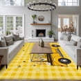 thumbnail image 3 of Large Area Rugs for Living Room Bedroom, Farmhouse Truck 5'x8' Rug Washable Carpet Runner Indoor Outdoor, Country Bee Daisy Yellow Buffalo Lattices Non Slip Floor Mats Rug for Kitchen, Bathroom, 3 of 8