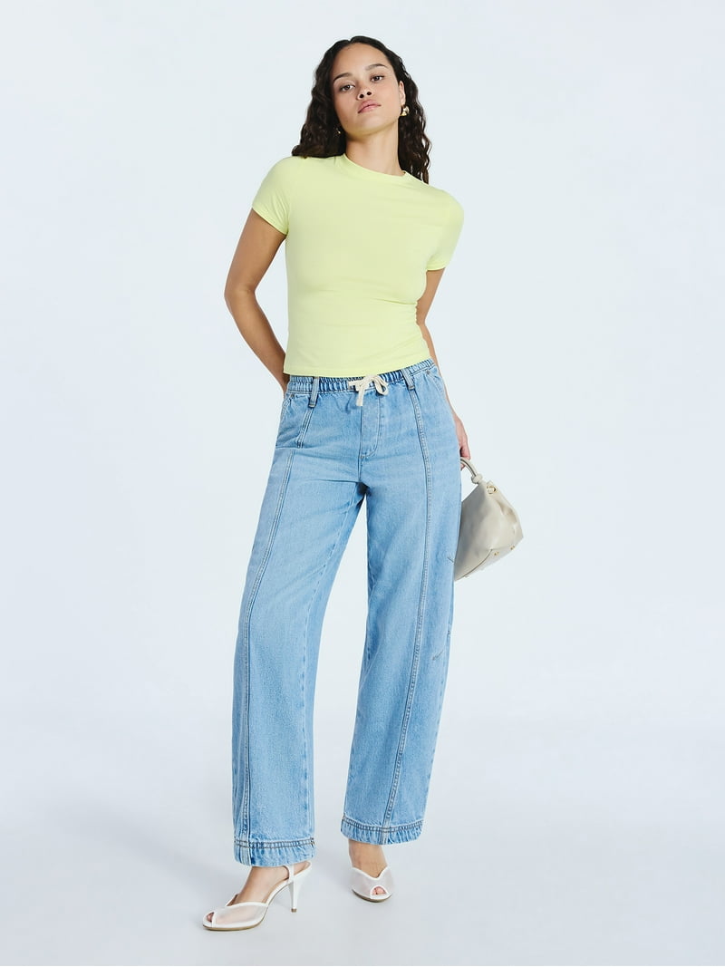 Scoop Women's Pull-On Cropped Barrel Pants, Sizes XS-XXL - Walmart.com