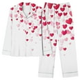 thumbnail image 6 of LYEAA Womens Valentines Pajama Set Heart Print Lapel Long Sleeve Button Down Shirt and Pant Sleepwear Holiday Loungewear, 6 of 6