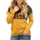 thumbnail image 1 of Sudadera holgada, con estampado informal, bolsillos, talla L, manga larga, color amarillo, con parches para mujer, 1 of 6