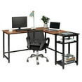 thumbnail image 3 of Fithood FCH Particleboard Paste Triamine L-Shaped Right Angle 140cm Splicing Computer Desk Retro Color & Black, 3 of 5