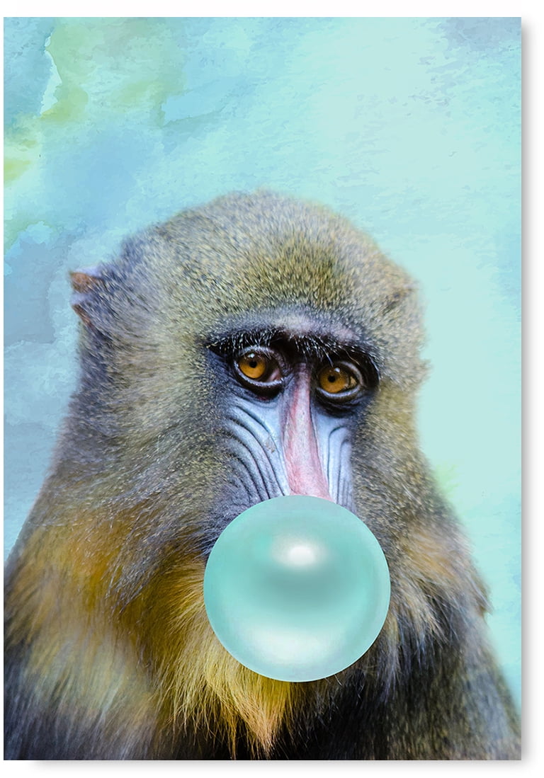 Awkward Styles Monkey Chewing Bubble Gum Poster Wall Art for Kids