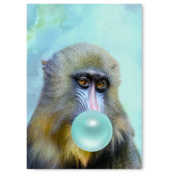 Awkward Styles Monkey Chewing Bubble Gum Poster Wall Art for Kids Bubble Gum Poster Monkey with Bubble Gum Artwork Gift Made in USA Cute Monkey Poster for Office Decor Monkey Artwork Animal Picture