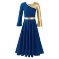 thumbnail image 1 of RUNQHUI Robe de Danse Métallique Dorée pour Filles, Prière Lituricale, Danse Bleu Royal 4, 1 of 7