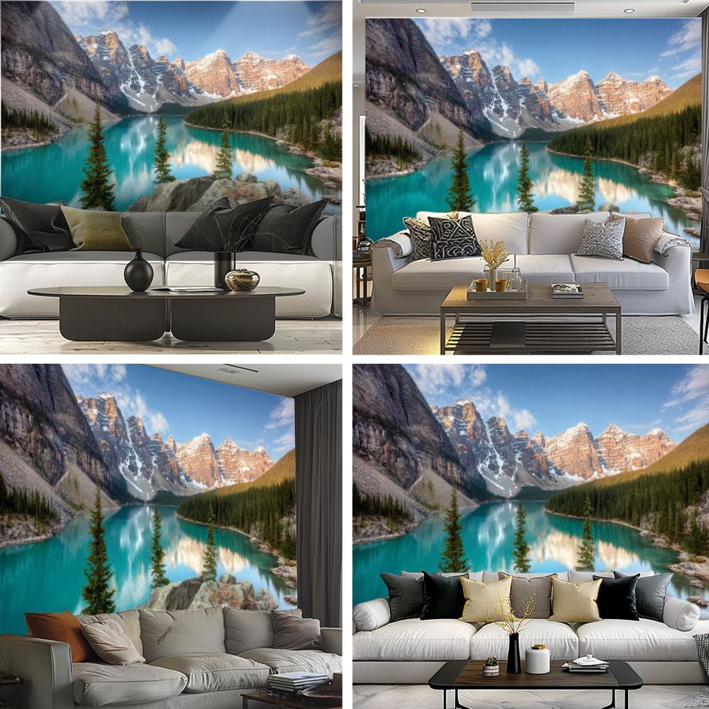 Peel and Stick Wallpaper Moraine Lake sunrise June National Park Canada Modern Art Wall Mural Decor Self Adhesive and Removable 69in x 98in